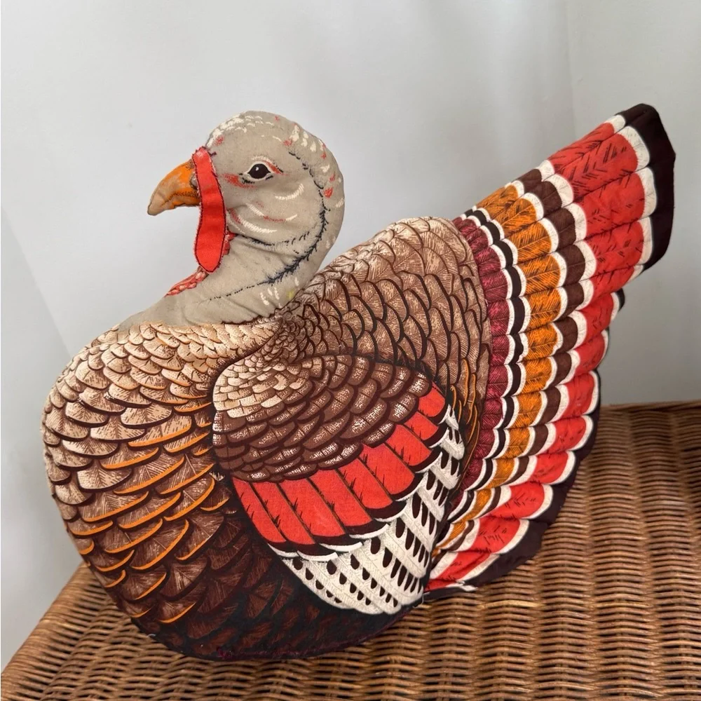 Vintage 70s 80s Turkey Pillow Fall Thanksgiving Decor EUC